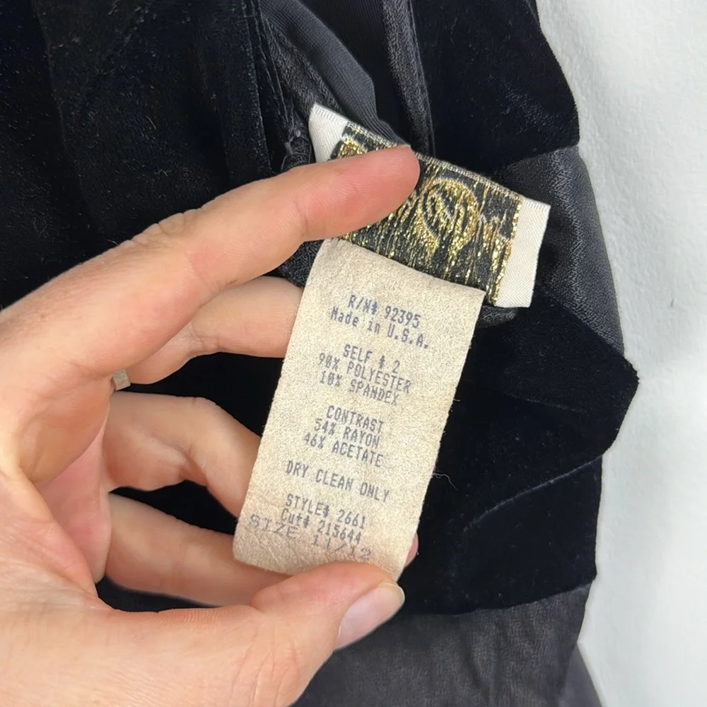 Vintage Y2K Whimsigoth Evening Velvet Square Back Steppin’ Out Made in USA Dress